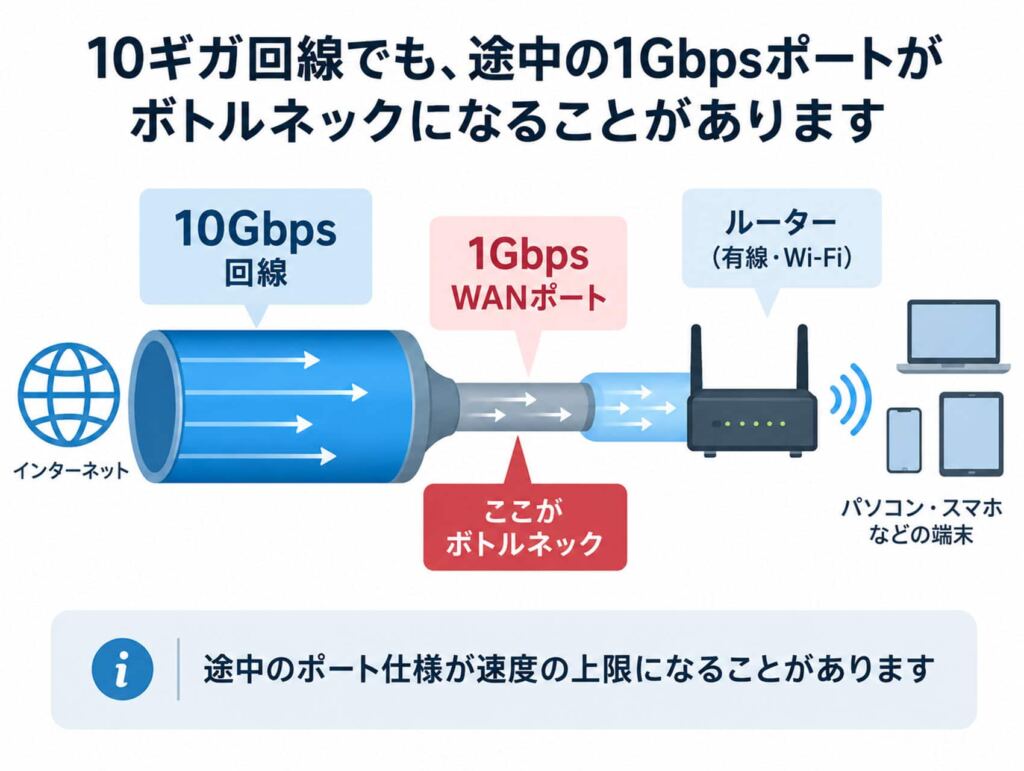 我が家ではBE700を1階へ設置した状態で、1階では最大2.5Gbps、2階の仕事部屋では最大960Mbpsでした。